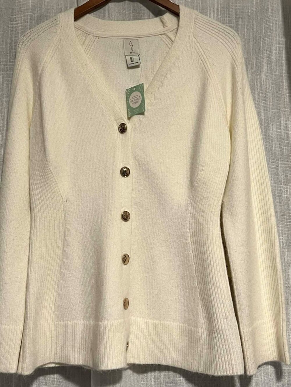 Jolie "J.Crew" V-Neck Cardigan Raglan Sleeves Gold Tone Buttons Size S